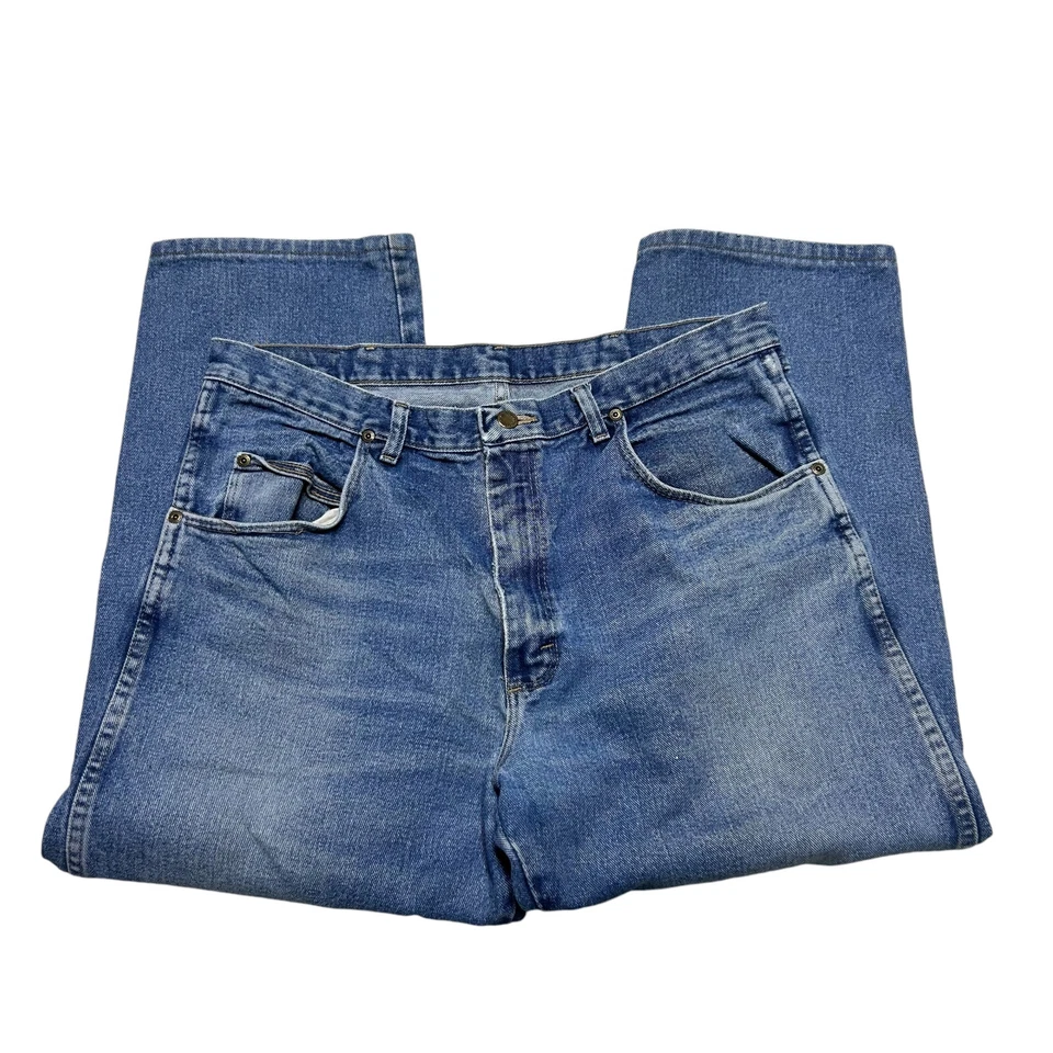 Wrangler Jeans Mens 36 X 26 Relaxed Fit Light Wash Western Workwear Denim - Image 4 of 4