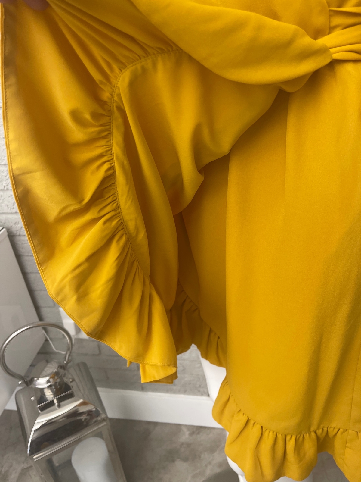 Gianni Bini Mustard Yellow Short Sleeve Wrap Dress Si… Gem