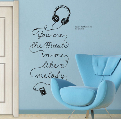 Adesivo murale auricolare musica intaglio a mano note letto e soggiorno UK RUI91 - Foto 2 di 9