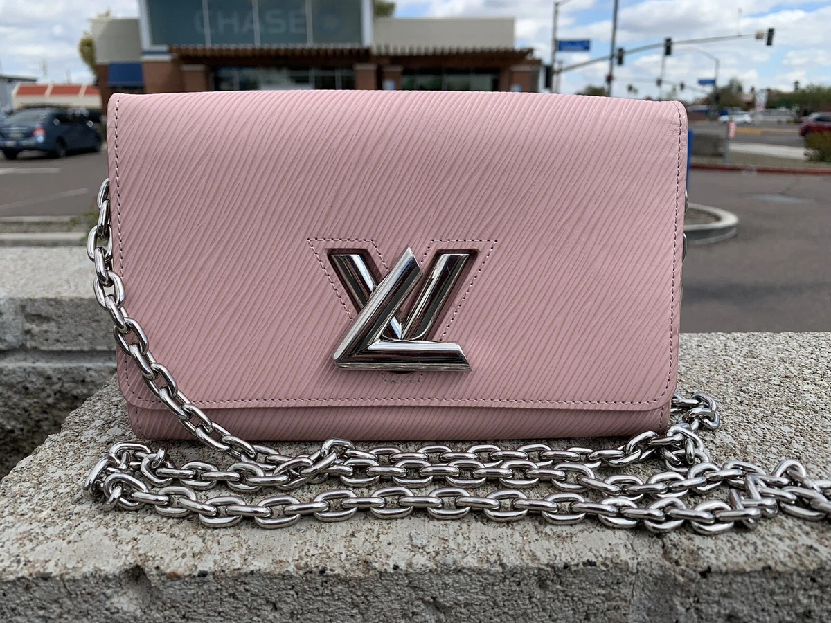 Louis Vuitton Twist Pink Epi Rose Ballerine Leather Chain Wallet