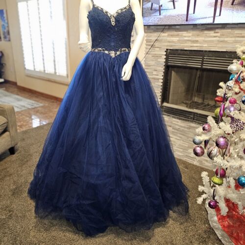 Layla LK-106 4 Navy Quinceanera Masquerade Ball Gown Dress - Picture 2 of 9