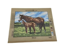 Collection D’art Horse Mom And Baby Needlepoint Tapestry Canvas 16in By 12in