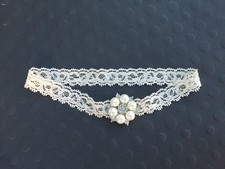 Newborn Baby Girl Pearl Rhinestone lace Headband -boho glam halo -- 0-12 months