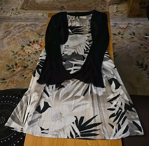 Taifun Collection Black Metallic Silver Evening Dress Size UK 10 + Bolero Top 12 - Picture 17 of 24