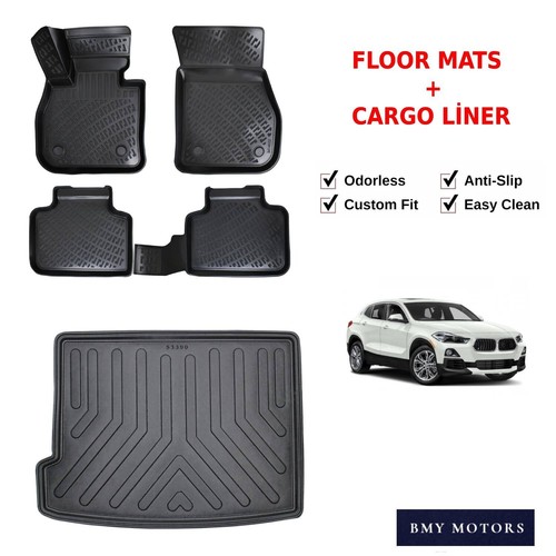Floor Mats + Cargo Trunk Liner For BMW X2 F39 20182023 Waterproof 3D
