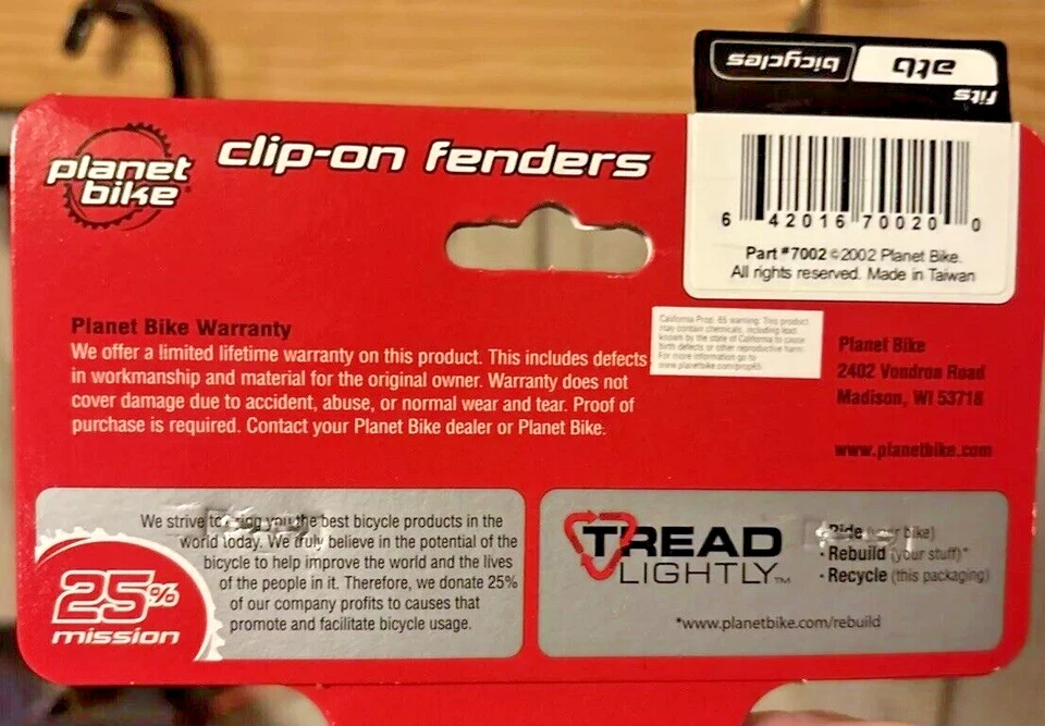 Guardabarros con clip para bicicleta Planet negro 26" x 70 mm - 7002 Foto 4 de 4