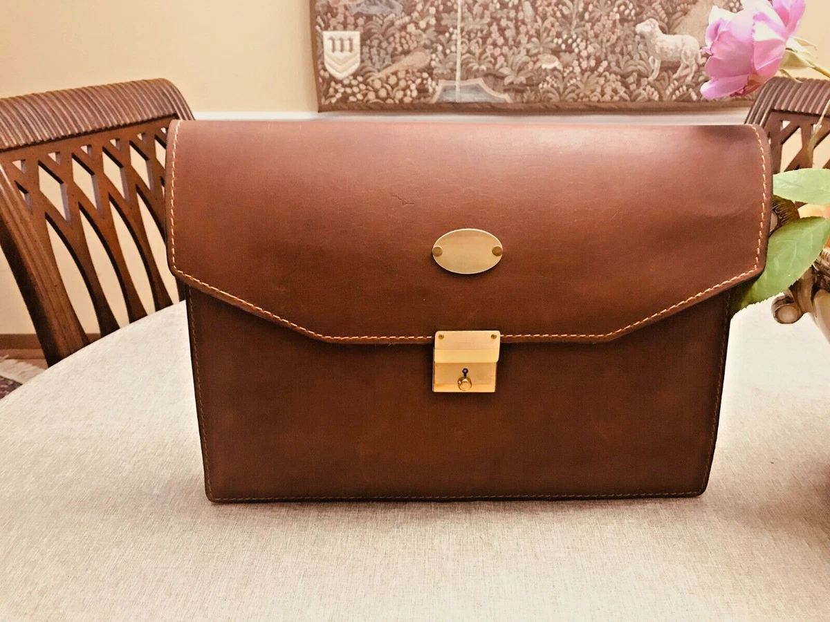 SCHLESINGER BROS. Thick Rustic Belting Leather Briefcase Attach