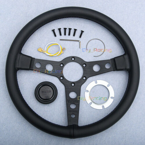 MOMO Prototipo P5 Black Edition 350mm Genuine Leather Sport Steering Wheel - Picture 3 of 23