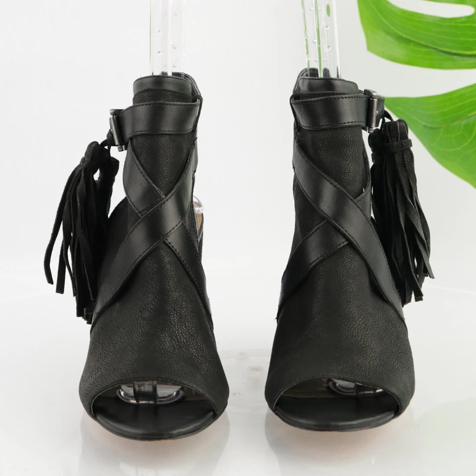 Sandalia Sam Edelman Vermont para mujer talla 7,5 cuero negro correa al tobillo tacones redondos Foto 2 de 4