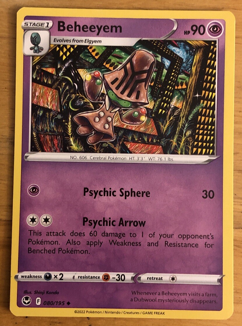 2022 Pokemon TCG Sword & Shield Silver Tempest Beheeyem Card #80/195 NM