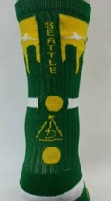 Mens Rep It City Seattle Green Yellow White CoolMax Basketball Socks