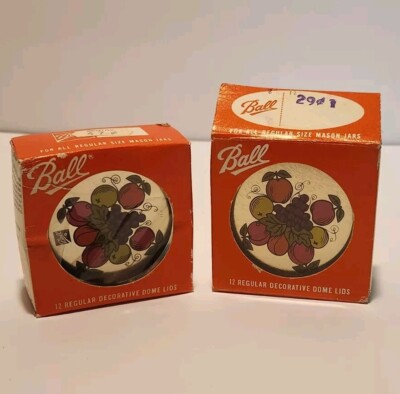 Vintage Fruit Design Ball Decorative Dome Mason Jar Canning Lids 1975  Lot
