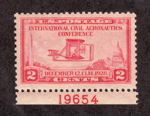 US # 649 (1928) 2c-MNH Grade:XF - Plate # single EFO: w/ghost plate # on back - 第 1/3 張圖片