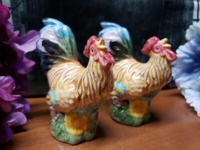 RE・BIRTH Ⅱ THE ROOSTERS Set of 2 Colorful Ceramic Roosters Twins. B6 | eBay