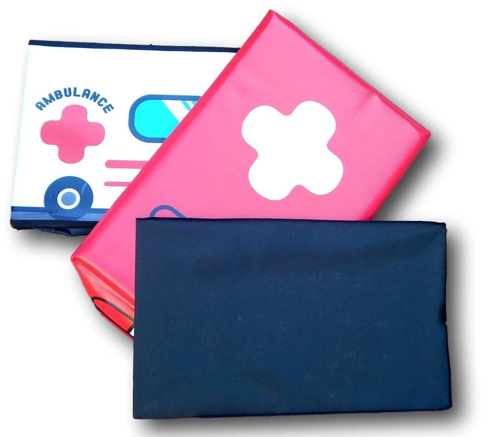 Baú de armazenamento de brinquedos infantis, banco acolchoado de vinil ou otomano -- ambulância branca - Imagem 2 de 4