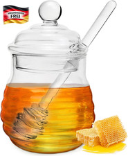 300 ml Honigspender mit Löffel - Glas Honigtopf für Küche und Servierung