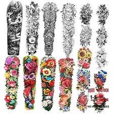 Full Arm Waterproof Temporary Tattoos 8 Sheets and Half Arm Shoulder Tattoo 10