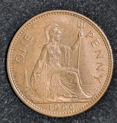 1966 Great Britain 1 Penny Circulated KM# 897 - Image 1 of 3