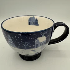 Potter’s Studio Winter Village Mug Blue White Snow Scene