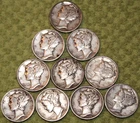 Group of Ten Mercury Dimes