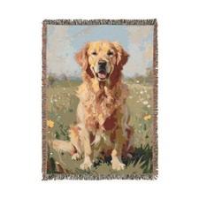 Golden Retriever Dog Woven Throw Blanket