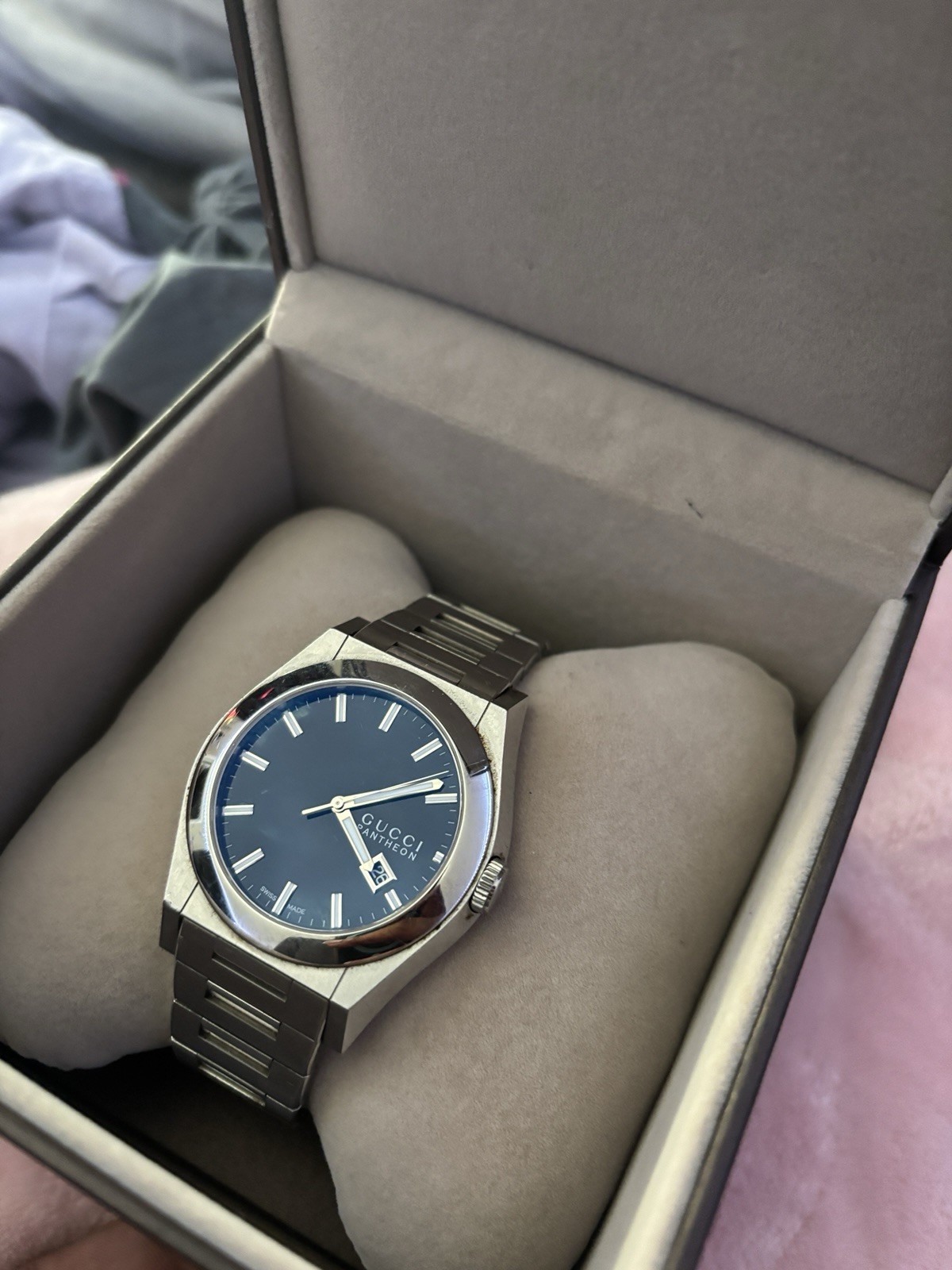Men’s Stainless Steel Gucci Pantheon 115.2 Automatic Wrist Watch
