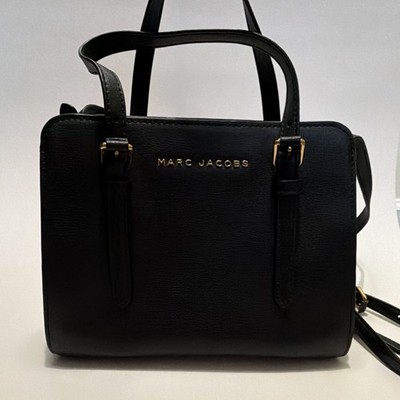 Marc Jacobs Black Small Zip Satchel Top Handle Crossbody, Gold Hardware