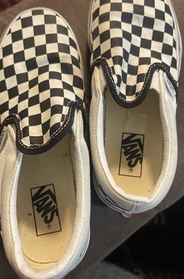 Vans Checkerboard Black White Sneakers Canvas Slip On Youth 2.5 Boys Girls Shoes