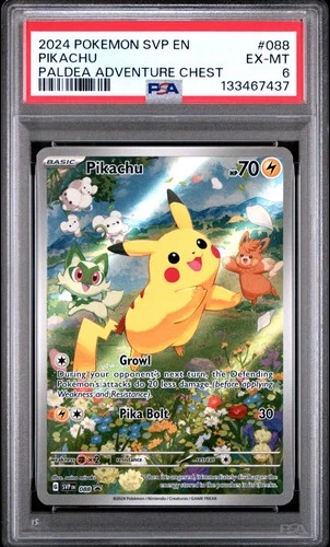 2024 POKEMON SVP EN-SV BLACK STAR PROMO PALDEA ADVENTURE CHEST PIKACHU PSA 6