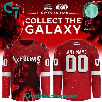 Personalize Name&Number Knoxviiille Ice Bears x Stttar Wars Lace Hockey USA Size