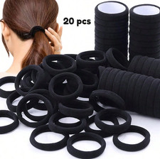 20  pcs adjustable black elastic headbands   sweat  resistant ponytail fixators