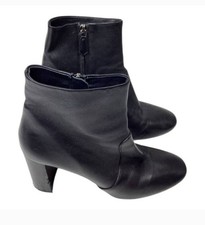Botines Prada de cuero negro para mujer Botines de tacón ancho EU 39