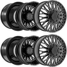 Set Of 6-24 Inch Arena A121 Monarch Dually 8x200 Blackmilled Wheels Rims