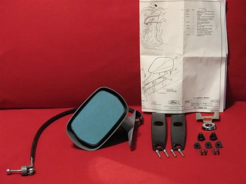 NOS Ford Mercury LH Side Remote Sport Mirror w/ Mounting Hardware Instructions