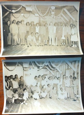 2 Original WW2 Sepia Photos U.S. Black Troops Group Photo at Dance/Social