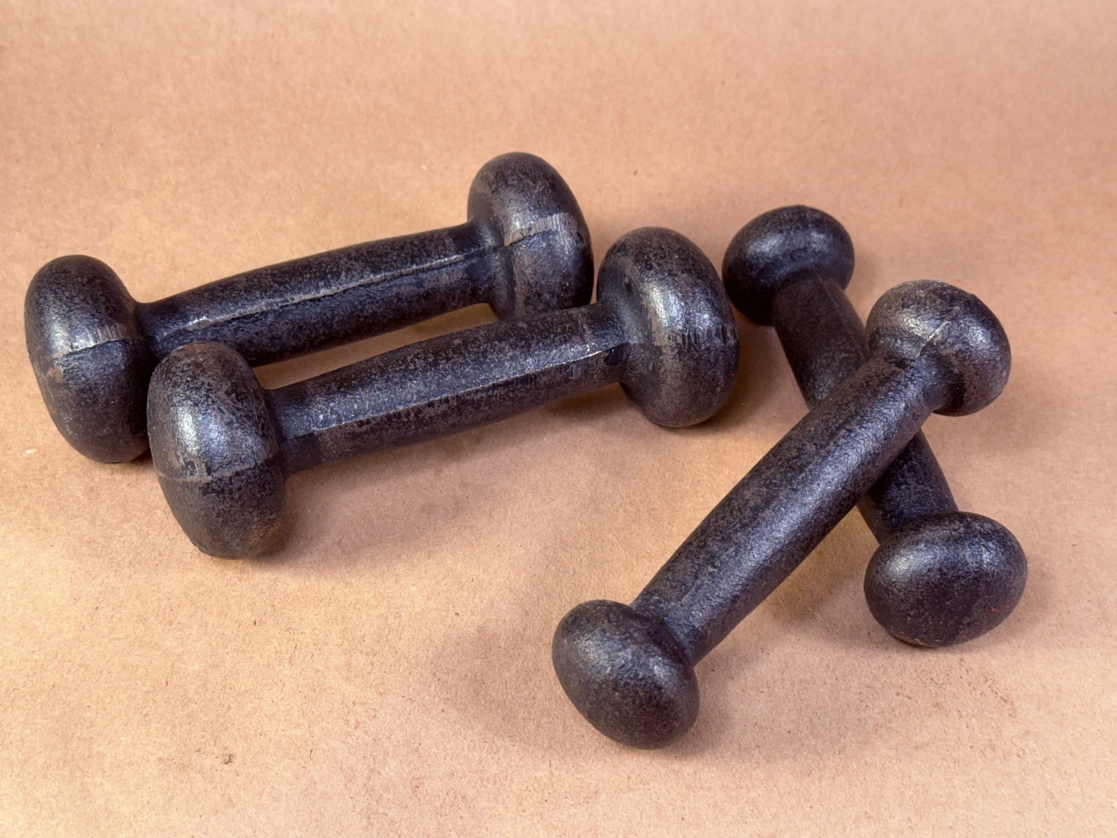 2 Vintage Pairs - Weider Style 2 & 1 LB Dumbbell Hand Weight - Bun Head