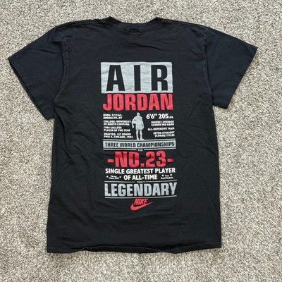 Vintage Nike Air Jordan Legendary Stats T-Shirt Mens XL Black 90s