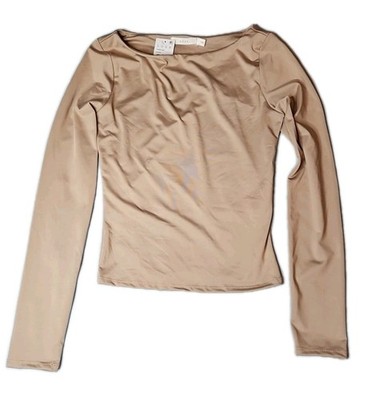 LUSH Double Lined Thick Long Sleeve Top Scoop Neck Size Small 