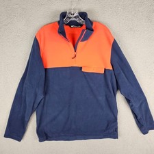 Helly Hansen Fleece Sweater Mens Large Orange Navy Regular Fit 1/4 Zip 518830