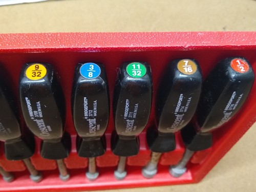 VTG 9pc Crescent Nut Driver Set 3/16" to 1/2" SAE Black Handle USA W/Case - Picture 8 of 9
