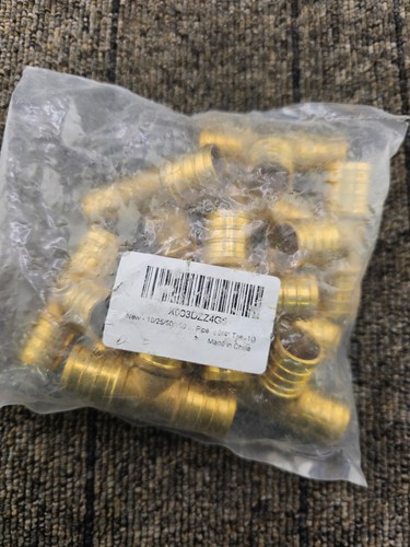 (QTY 10) Pex A Expansion Tee 3/4" x 3/4" x 3/4" Brass Fittings No Lead