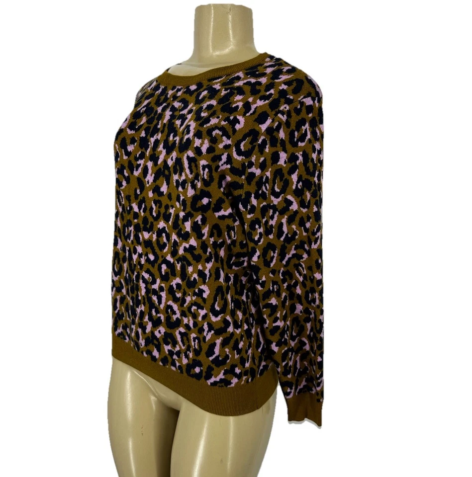 J. Suéter Crew Mediano para Mujer Estampado de Leopardo Cuello Redondo Mod Leopardo Mezcla de Lana KA7 Foto 2 de 4