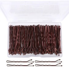 Wavy Brown Bobby Pins 100-Pack, 2 Inch Hair Pins for Women Girls Kids, All Hair
