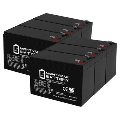 Mighty Max 12V 9Ah SLA Replacement Battery for BB HRC9-12 - 6 Pack