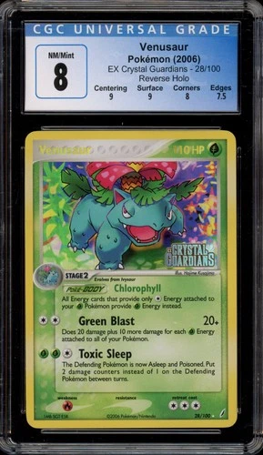 Pokemon Venusaur EX Crystal Guardians Reverse Holo Rare #28 CGC 8