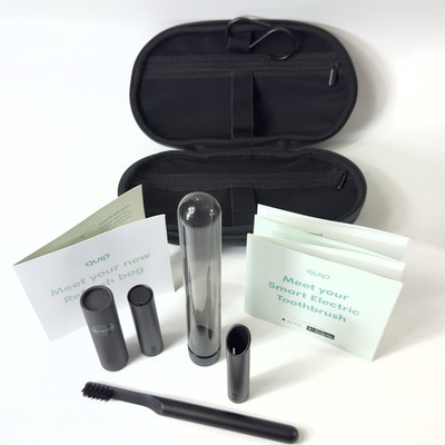 #ad Quip Metal Smart Electric Toothbrush Black w Refresh Travel Bag Flosser NEW $43.84