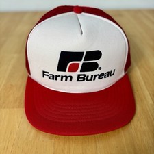 Farm Bureau Trucker Cap Red Snapback Mesh Back Hat Vintage