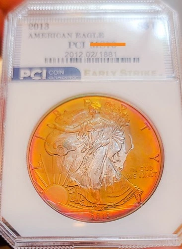 Ball Of Fire 2013  BU American Silver Eagle  INCREDIBLE  PCI TONER 70++.