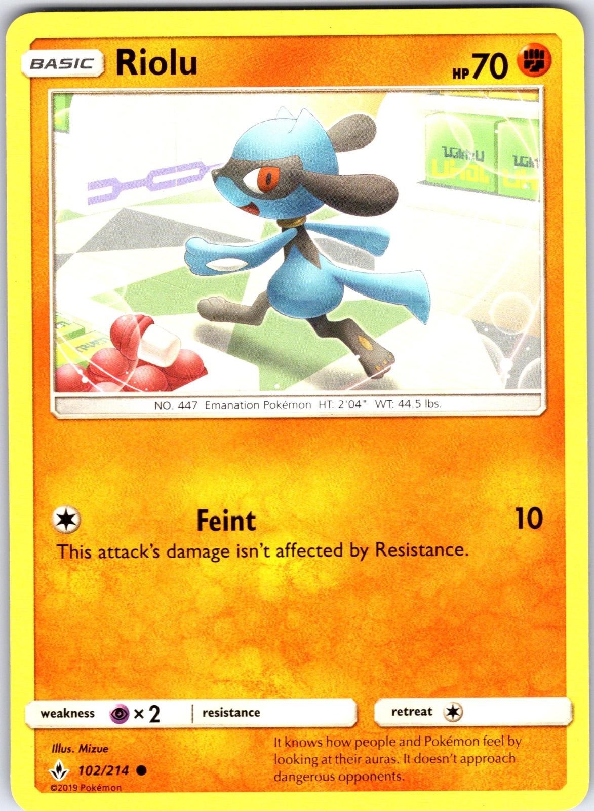 Riolu 102/214 Common Unbroken Bonds Pokemon Near Mint