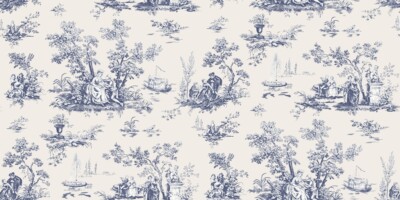 Französisch blau - Toile De Jouy Tapete - Handwerker - schäbig schickes Dekor - 670548